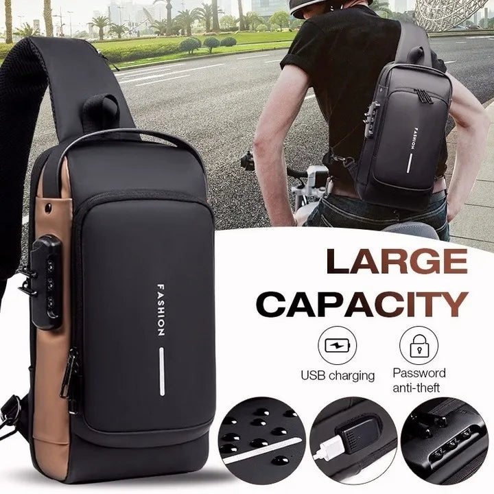 Shoulder Bag with USB Charging Sport Sling Anti Theft And water Proof